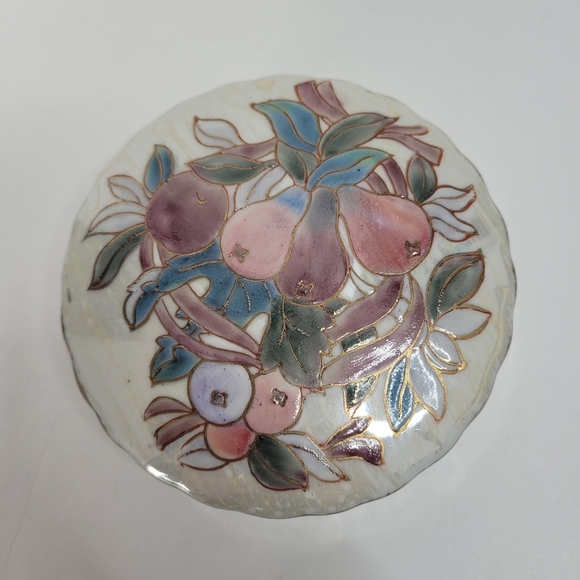 Vintage ceramic trinket box with pears - Picture 5 of 13